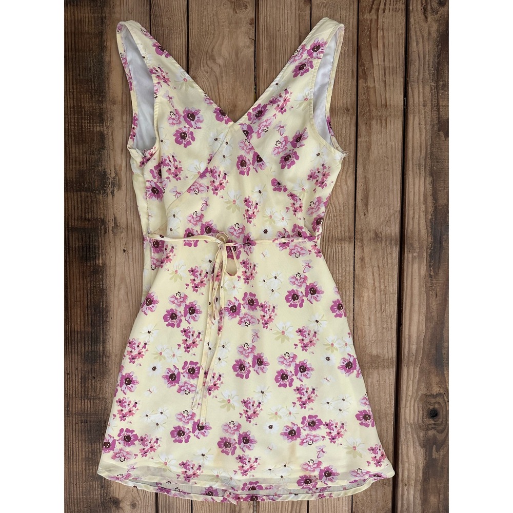 Princess Polly Yellow Floral Mini Dress Size US 4 AU 8 Cottagecore - Picture 3 of 4